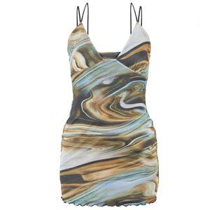 Pretty Little Thing - Marble Print Bodycon Dress - Size 4